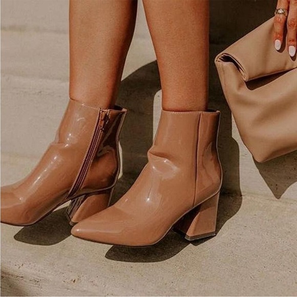 BP “Loren” Caramel Patent Leather Ankle Booties Size 7.5 – Excellent Condition - Picture 1 of 14
